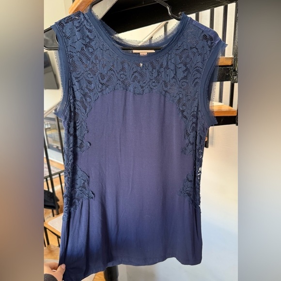 Alberta Ferretti Navy Blue Lace Sleeveless Top size M - Picture 4 of 6